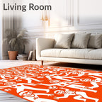 Orange Figures with Cherry Chest Motifs Rug