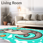 Cute Otter With Seashells And Waves Rug
