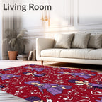 Red Purple Anime Whimsical Characters Rug