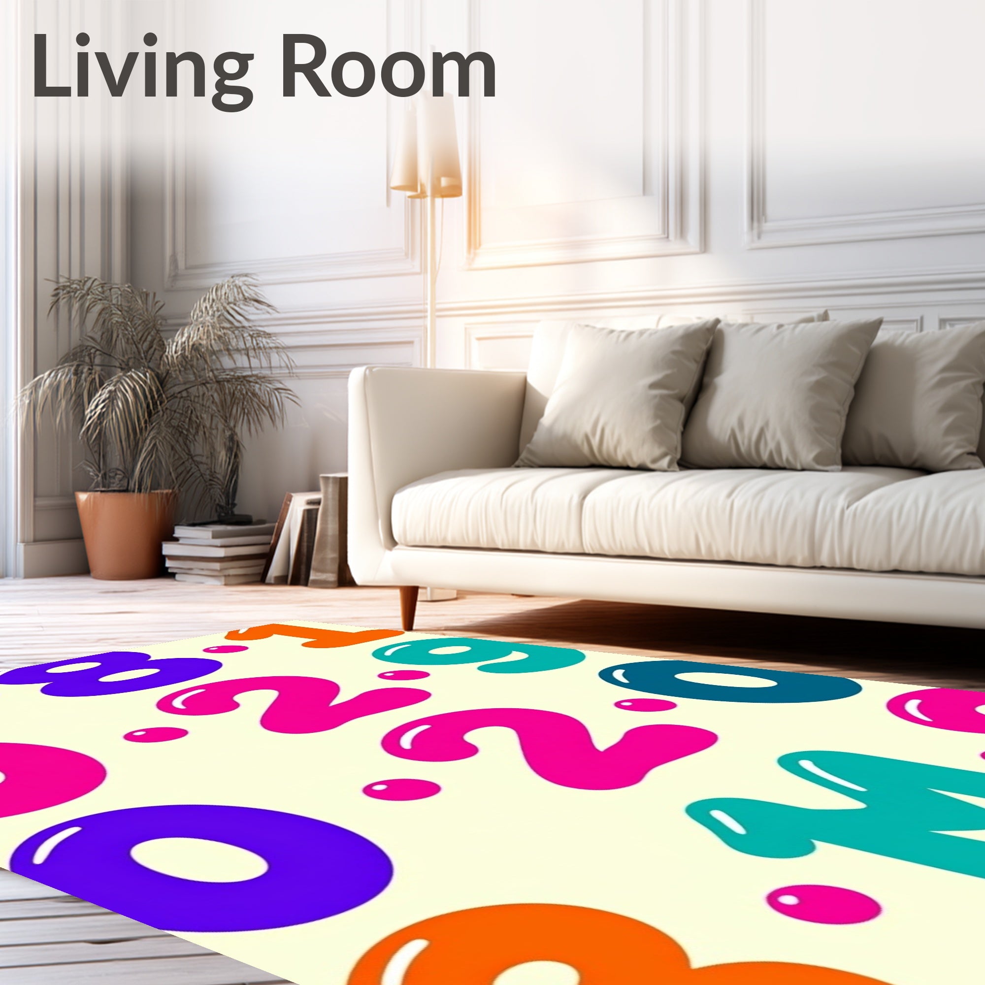 Bright Colorful Number Bubble Collection Rug