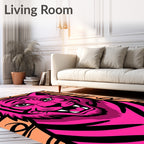 Vibrant Pink Tiger Stripped Face Rug