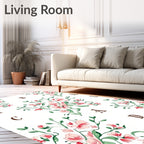 Pink Petal Blossom Vine Repeating Rug