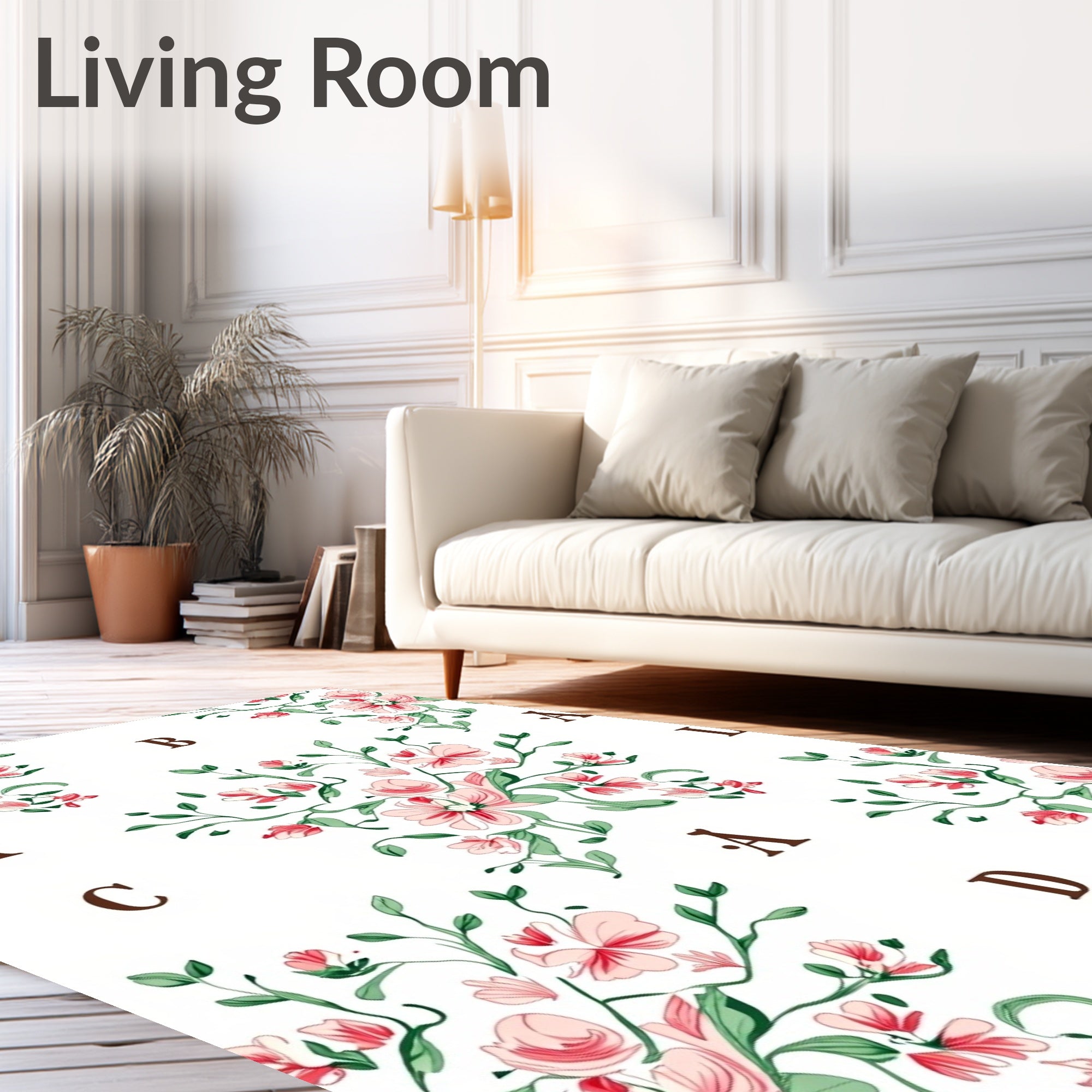 Pink Petal Blossom Vine Repeating Rug