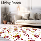 Crimson Gold Abstract Calligraphy Rug