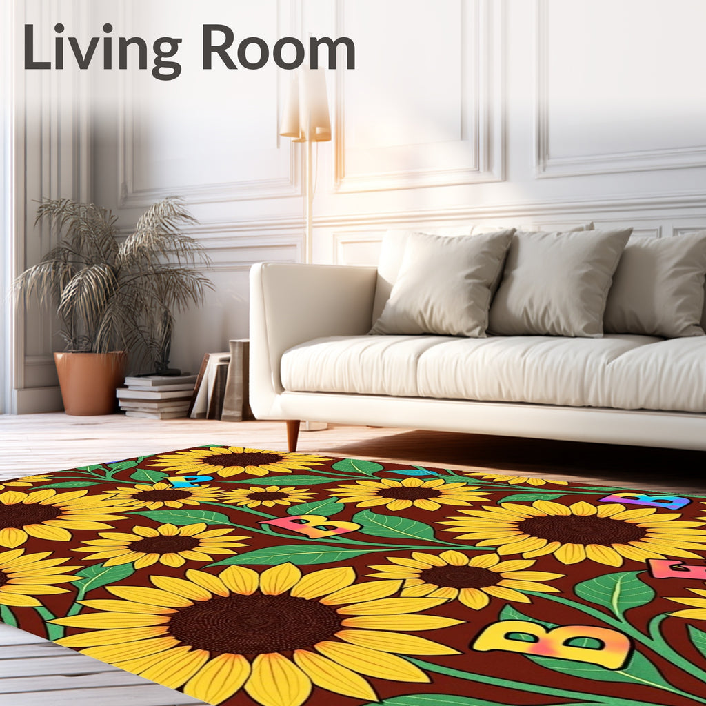 Golden Yellow Sunflower Garden Bloom Rug