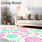 Sweet Swirl Lollipop Star Candy Rug