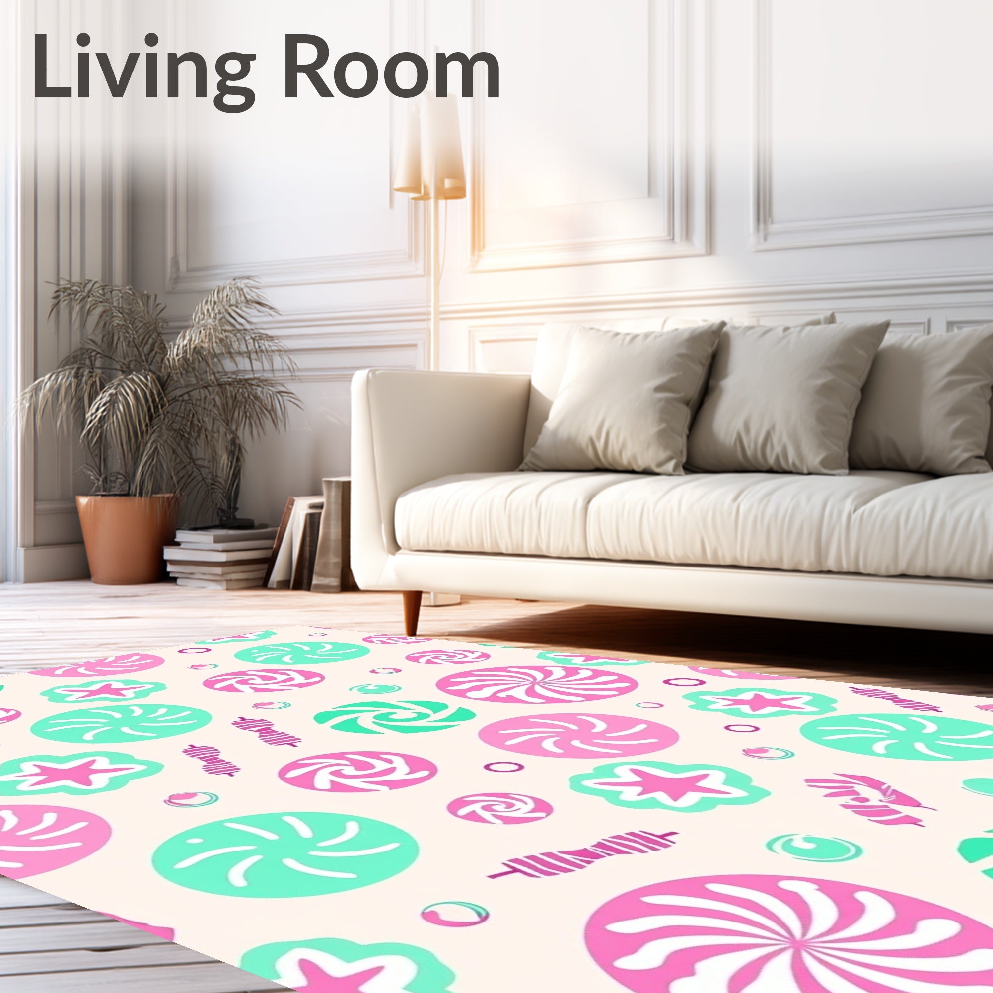 Sweet Swirl Lollipop Star Candy Rug