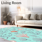 Coral Reef Marine Life Blue Rug