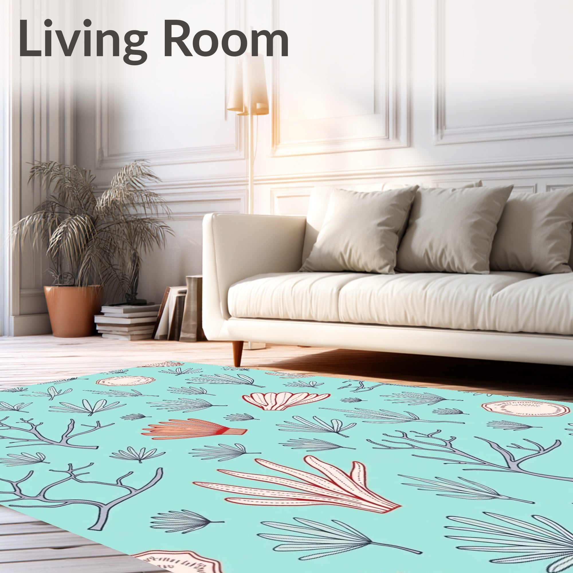 Coral Reef Marine Life Blue Rug