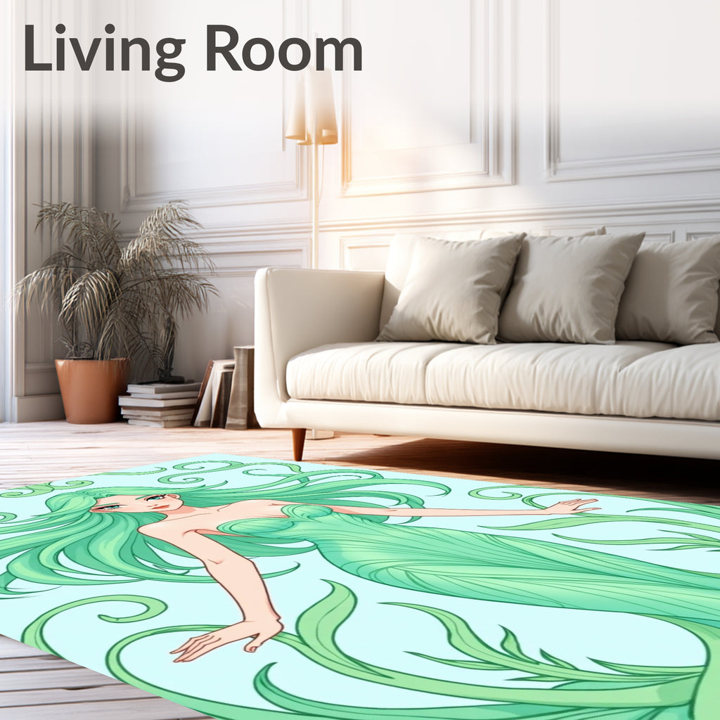 Mint Green Nature Spirit Swirls Rug
