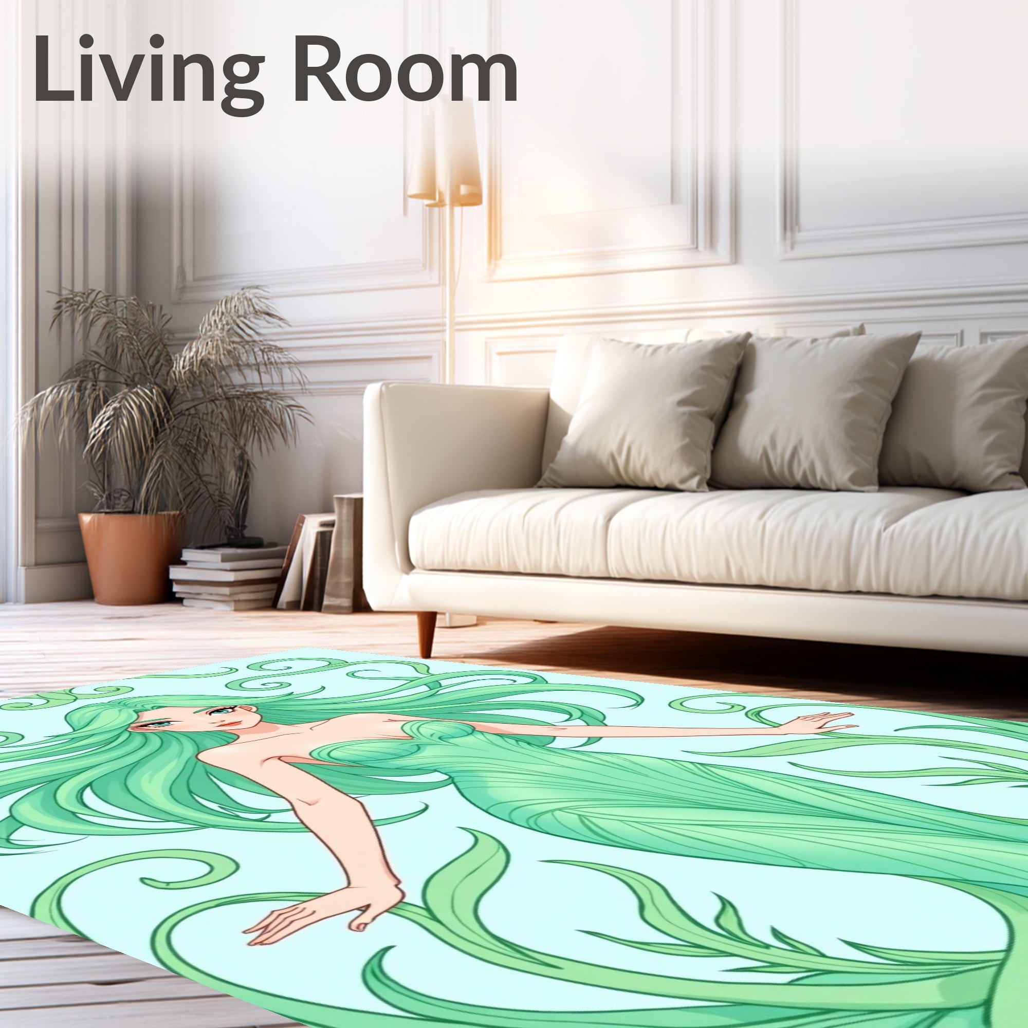 Mint Green Nature Spirit Swirls Rug