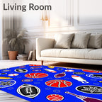 Red White Blue Sports Collage Rug