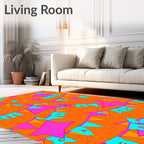 Fiesta Bunting Orange Pink Teal Banner Rug