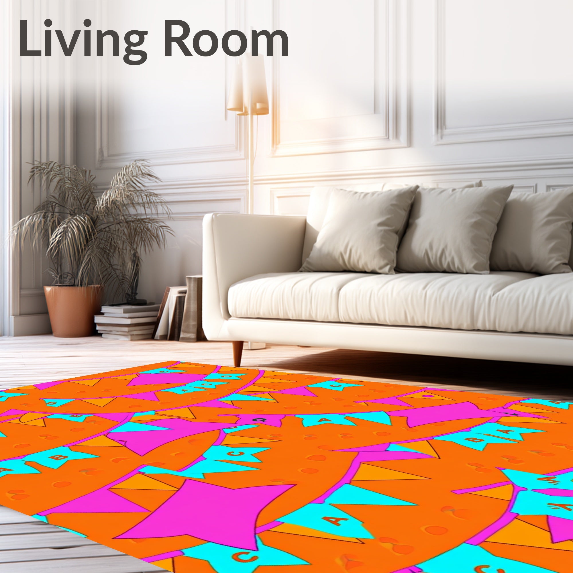 Fiesta Bunting Orange Pink Teal Banner Rug