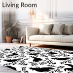 Country Black Rooster Vine Jacquard Rug