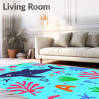 Playful Shark Underwater Alphabet Garden Rug