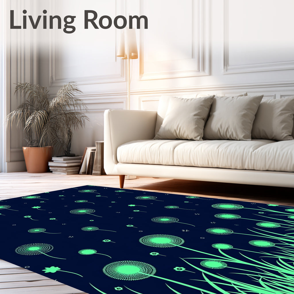 Mint Dandelion Field Grass Background Rug