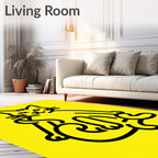 Bold Yellow Line Art Cat Rug