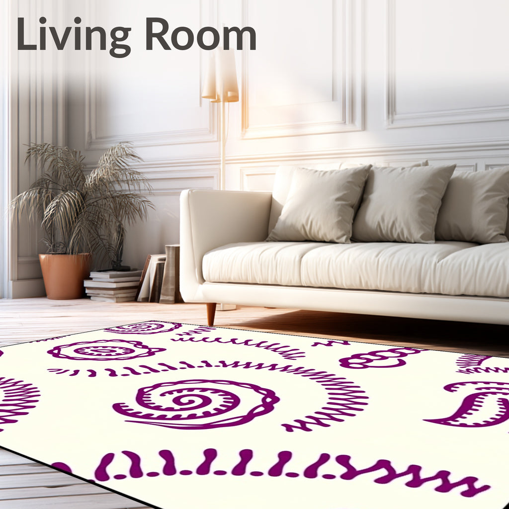 Deep Plum Abstract Swirls Rug