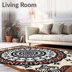Bold Orange Black Mandala Medallion Rug