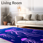 Vibrant Pink Jellyfish Ocean Scene Rug