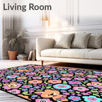 Whimsical Kawaii Floral Animal Collage Rug