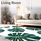 Dark Green Tropical Leaves Rug