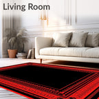 Crimson Ornamental Square Frame Rug