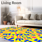 Yellow Blue Pink Alphabet Burst Rug
