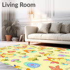 Whimsical Kawaii Characters Colorful Blooms Rug