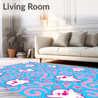 Cute White Ghost Pink Floral Swirl Rug