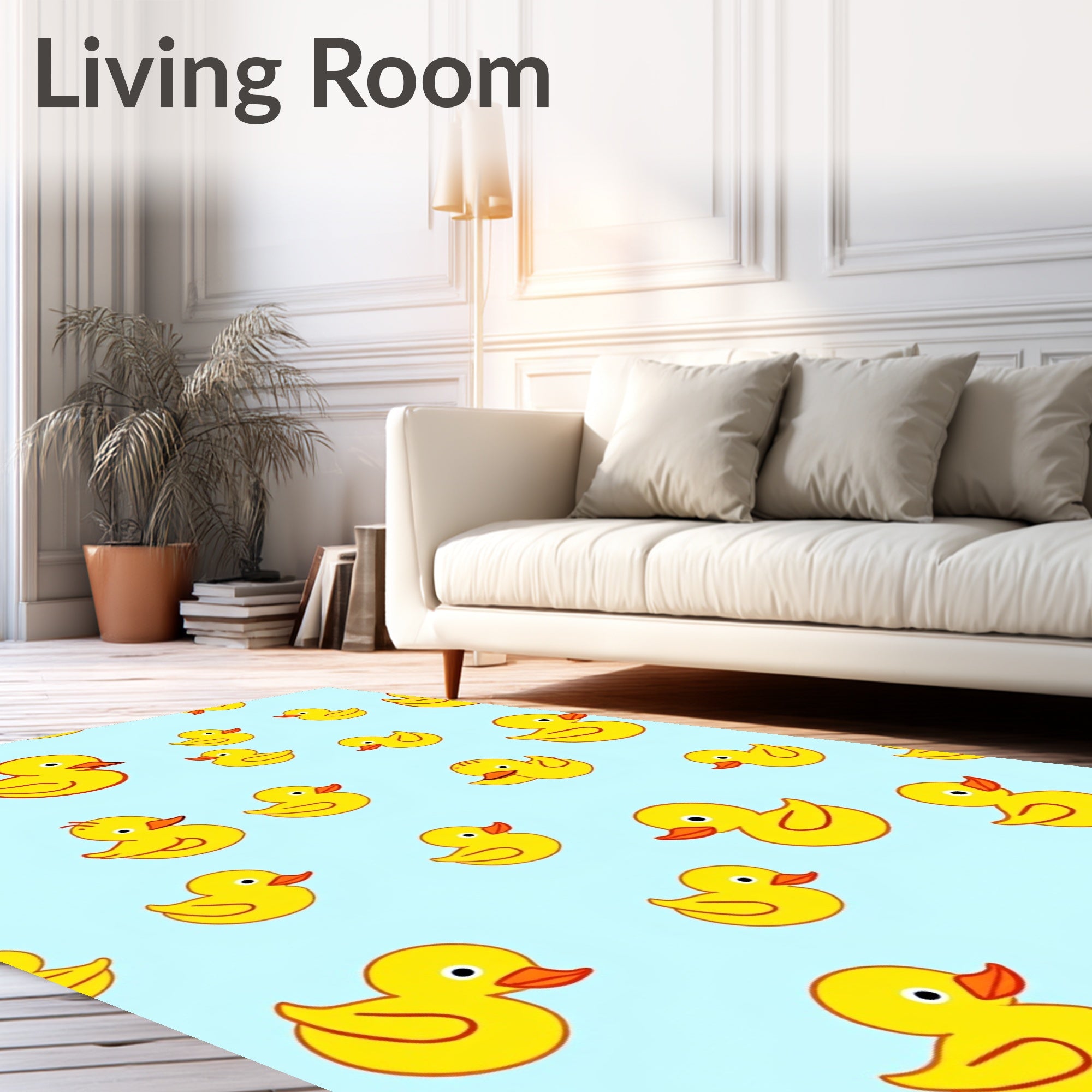 Yellow Rubber Ducklings Scattered Pastel Background Rug