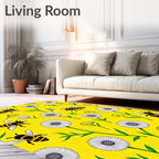 Yellow Bee and Daisy Garden Rug
