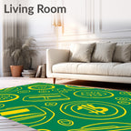 Golden Bitcoin Flower Circles Rug