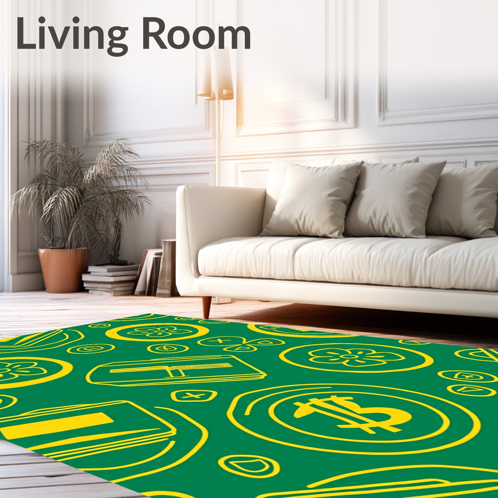 Golden Bitcoin Flower Circles Rug
