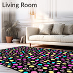 Playful Pink Yellow Teal Polka Dot Rug