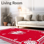 Crimson Crown Floral Border Rug