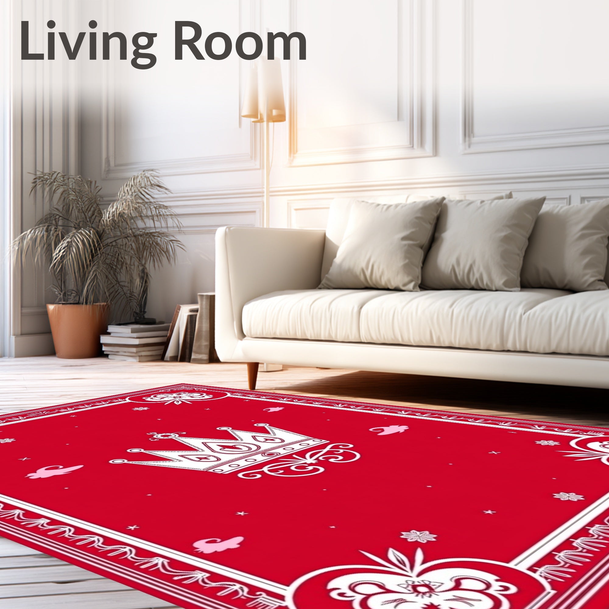 Crimson Crown Floral Border Rug