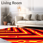 Bold Crimson Yellow Chain Links Rug