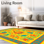 Yellow Orange Blue Comic Animals Rug