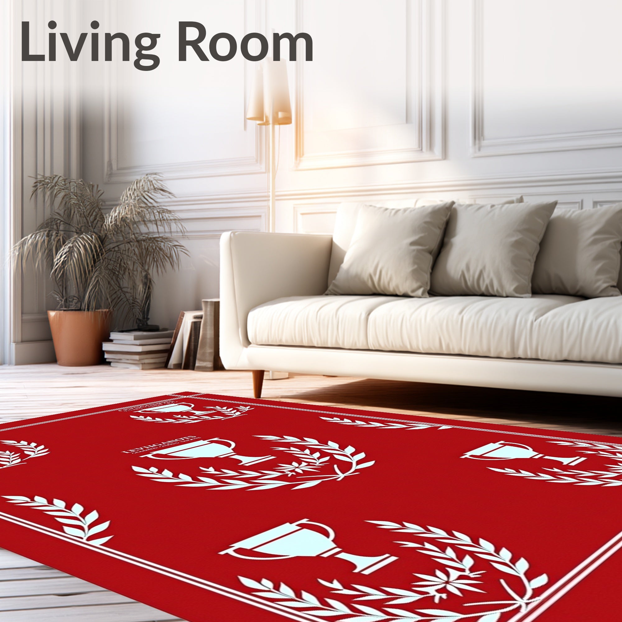 Crimson Laurel Trophy Repeating Rug