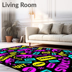 Playful Neon Dinosaur All Over Rug