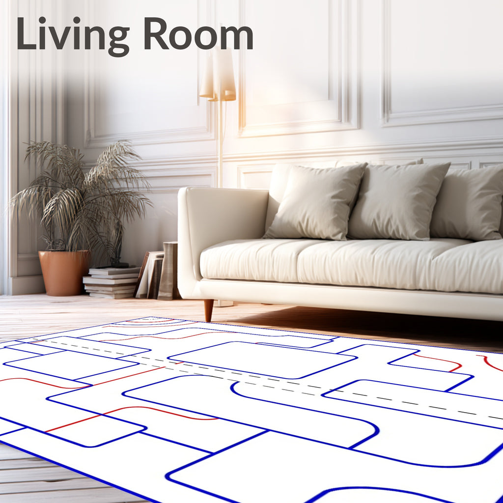 Abstract Blue Red Geometric Intersecting Lines Rug