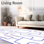 Abstract Blue Red Geometric Intersecting Lines Rug