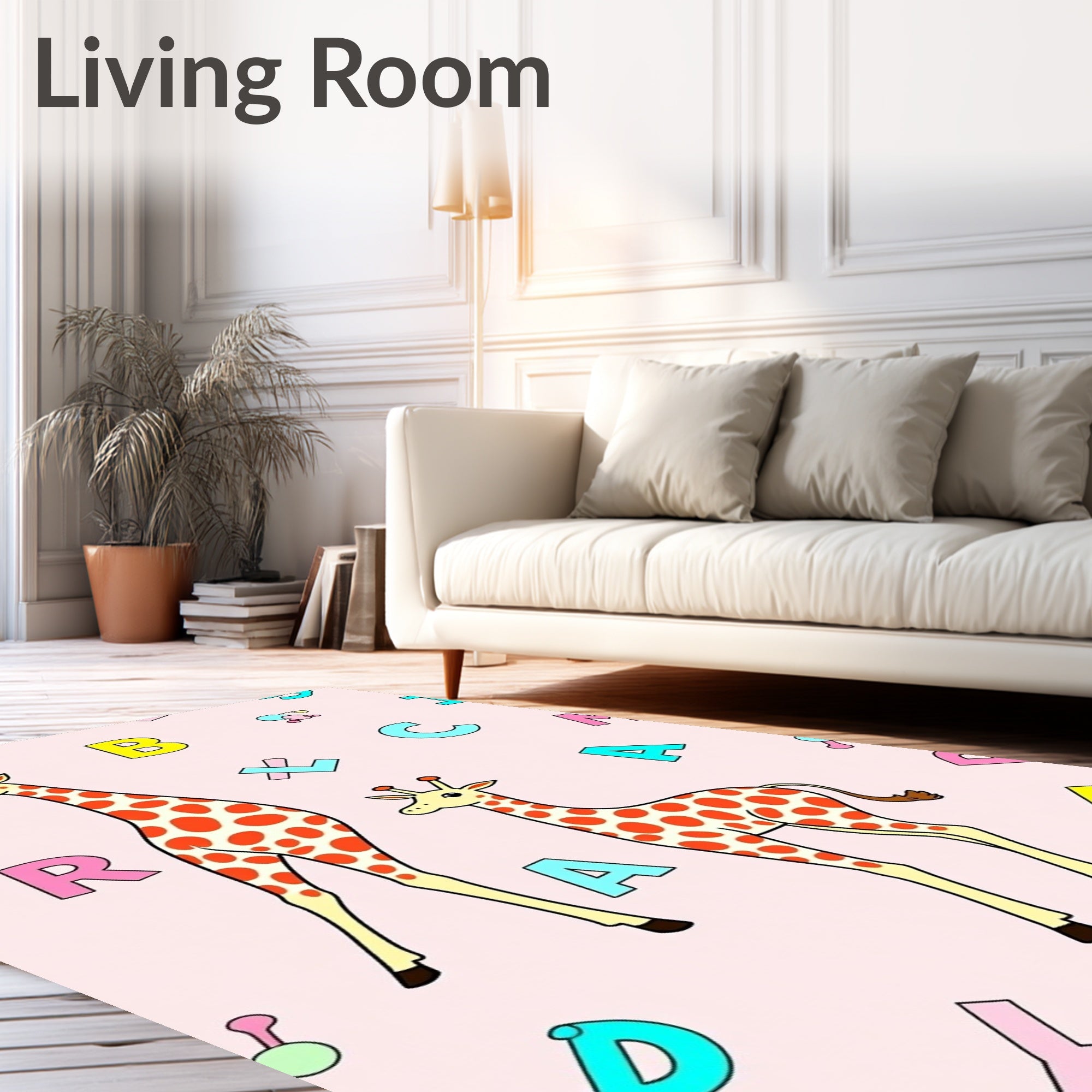 Playful Giraffes and Alphabet Picnic Rug