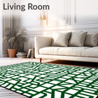 Emerald Green Geometric Interlocking Lines Rug