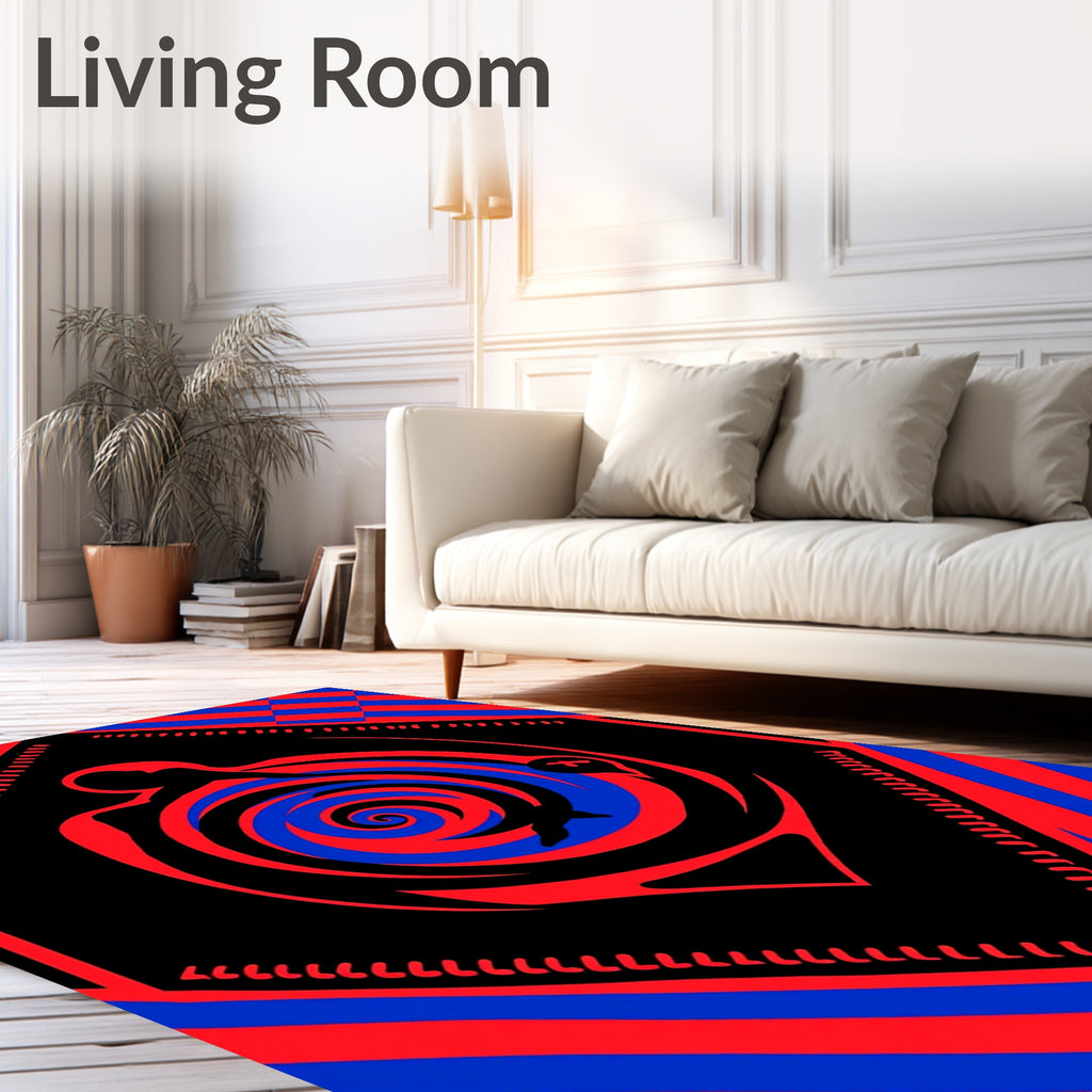 Spiritual Red Blue Swirl Figure Icon Rug