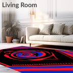 Spiritual Red Blue Swirl Figure Icon Rug