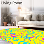 Bright Yellow Swirling Confetti Lines Rug