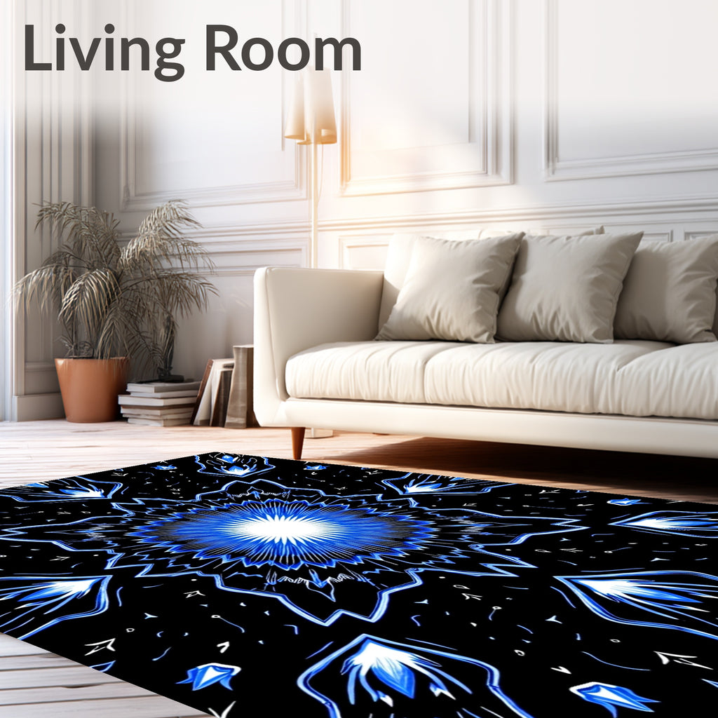 Vibrant Blue Electric Starburst Rug